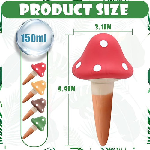 4PCS Terracotta Self Watering Spikes, Mushroom Shaped Self Watering Globes - Image 2