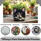 Handmade Stained Glass Black Cat Planter, Decorative Succulent Pot - Image 2