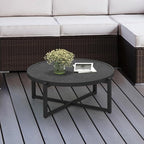 COSIEST Small Round Outdoor Coffee Table Dark Grey, Balcony and Living Room - Image 3