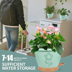 Plastic Plant Pots 10 Inch Set of 4, Self Watering Pots - Image 4