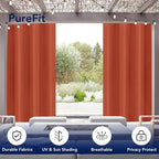 PureFit Outdoor Curtains for Patio Waterproof Weatherproof, UV Resistant - Image 3