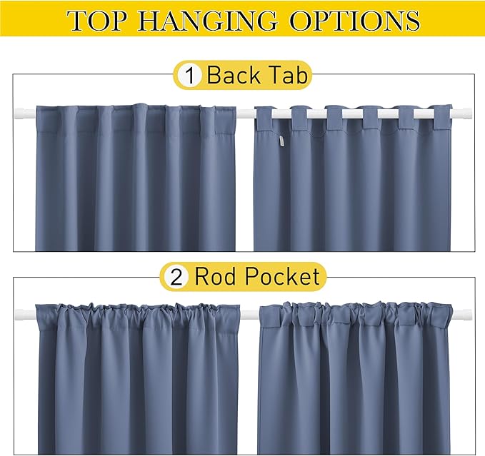 NICETOWN 2 Panels Outdoor Curtains Waterproof Pocket & Back Tab on Top & Bottom - Image 3