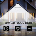 150W LED Flood Light Outdoor, 2 Pack 15500LM Super Bright Security Light - Image 5