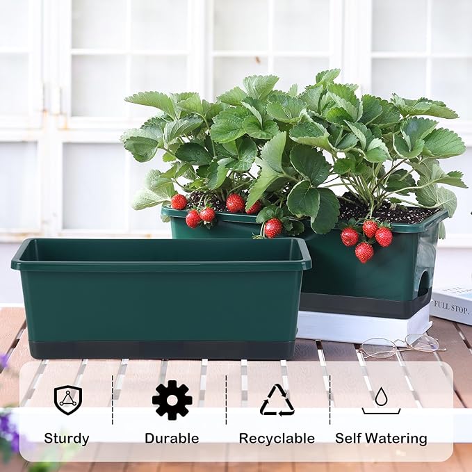 Window Box Planter 8 Pcs, 17 Inches Rectangle Flower Pots - Image 3