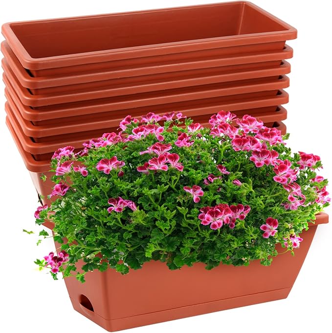 8pcs Window Box Planter, 17 Inches Flower Window Boxes, Rectangle Planters Box by Hananojia