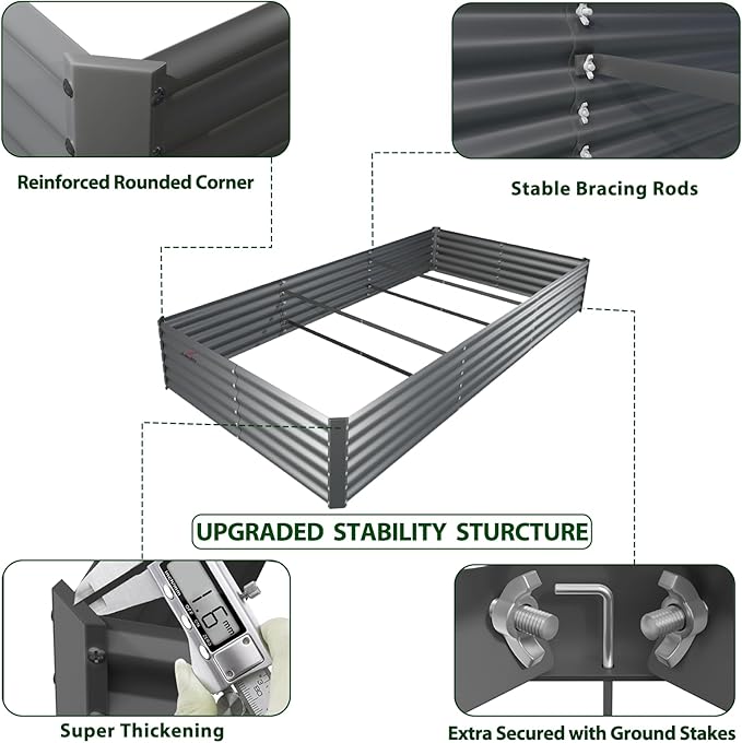 A ANLEOLIFE 8X4X1.5 ft Galvanized Raised Garden Beds Outdoor, Rectangular Metal - Image 4