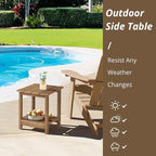 LUE BONA Adirondack Outdoor Side Table, 2-Tier Brown-Oil HDPS Patio End Table - Image 3