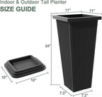 Tall Black Planters Outdoor Set of 2, Large Outdoor Tall Planters Pots - Image 2