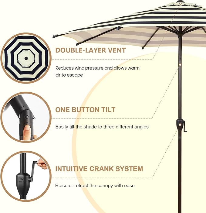 Abba Patio 9FT Lyon Outdoor Patio Umbrella Outdoor Table Umbrella - Image 4