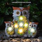 Solar Garden Statue Owl Decor – Cute Owl Family Figurines - Image 3