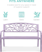 Best Choice Products Outdoor Bench Steel Garden Patio Porch Furniture - Image 3