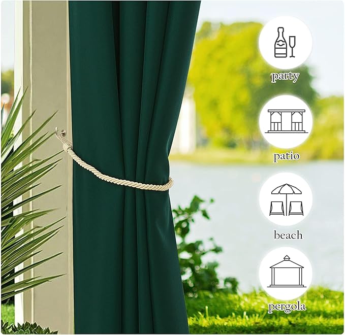 NICETOWN Canvas Patio Curtains Outdoor Waterproof 2 Panels, Rustproof Top & - Image 4