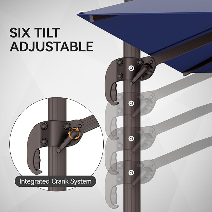 9x12FT Navy Blue Cantilever Outdoor Patio Umbrella - Image 7