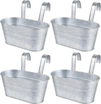 OBTANIM 4 Pack Metal Hanging Flower Pots Iron Railing Planter Outdoor Fence by OBTANIM
