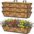 Y&M 24 Inch Window Deck with Coco Liner, Fence Metal Hanging Flower Planter by YM
