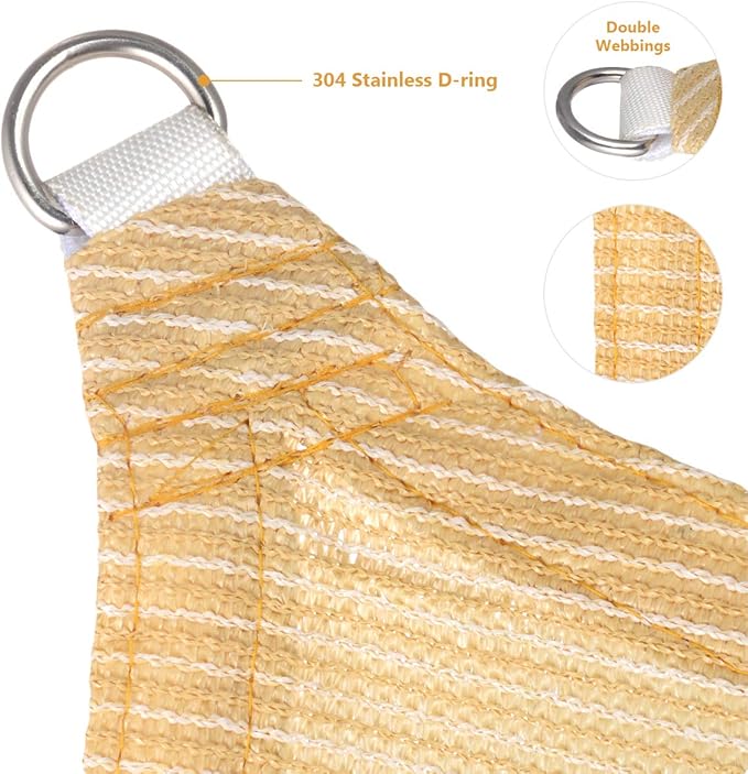 Eden's Decor Straight Flat-Edged Sun Shade Sail Rectangular 10' x 17' Beige - Image 2