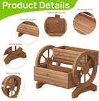 Wooden Wagon Planter Outdoor Flower Cart - Image 6