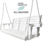 Wooden Porch Swing 3-Seater, High Backrest and Deep Seat, Bench Swing - Image 3