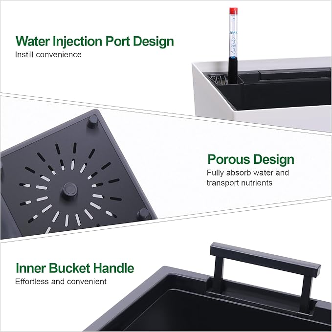 GarveeLife 22.5 in Tall Planters Set of 2, Outdoor＆Indoor Black Planter Pots - Image 3