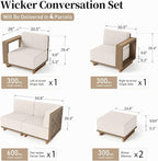 8 Pieces Patio Furniture Set, Outdoor Rattan Wicker Sectional Sofa - Image 8