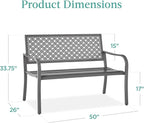 Best Choice Products Outdoor Bench 2-Person Metal Steel Benches Furniture - Image 2
