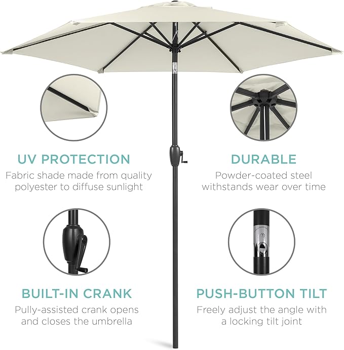 Best Choice Products 7.5ft Heavy-Duty Round Outdoor Market Table Patio Umbrella - Image 5