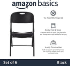 Amazon Basics Sturdy Foldable Plastic Chair, 350-Pound Capacity - Image 4