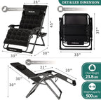 UDPATIO Oversized Zero Gravity Chair 33In XXL Patio Reclining Chair - Image 6