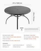 VEVOR Outdoor Patio Dining Table, 47 inch Round Metal Steel Slat Backyard - Image 3
