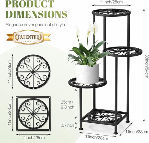 4 Tier Plant Stand Outdoor Indoor, Metal Flower Shelf Display Holder - Image 2