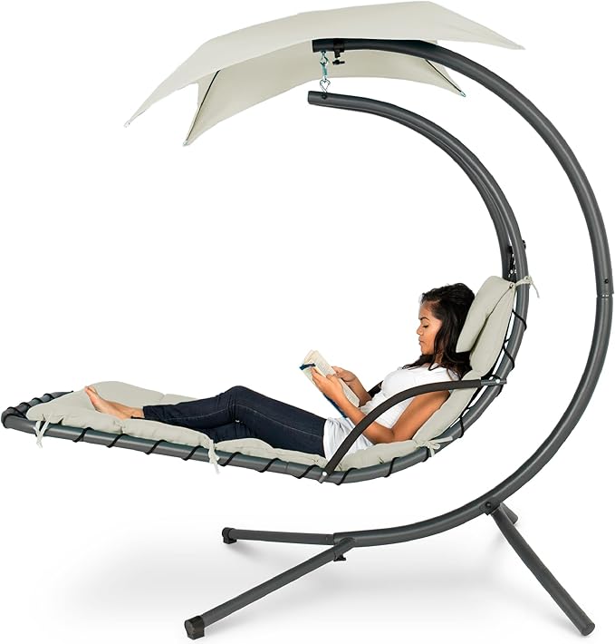 Best Choice Products Outdoor Hanging Curved Steel Chaise Lounge Chair Swing by BestChoiceProducts