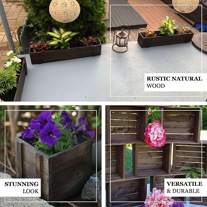 Efavormart 30"x6" Smoked Brown Wood Planter Box - Image 4