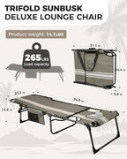 KingCamp Tanning Chair with Face Hole, Lounge Chairs Outdoor Folding Comfy - Image 3