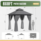 Aoxun Outdoor Gazebo for Patio 8x8, Metal Frame Canopy - Image 7
