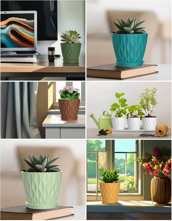 4 Inch Plant Pots, 6 Pack Indoor Flower Pots, Planters - Image 7