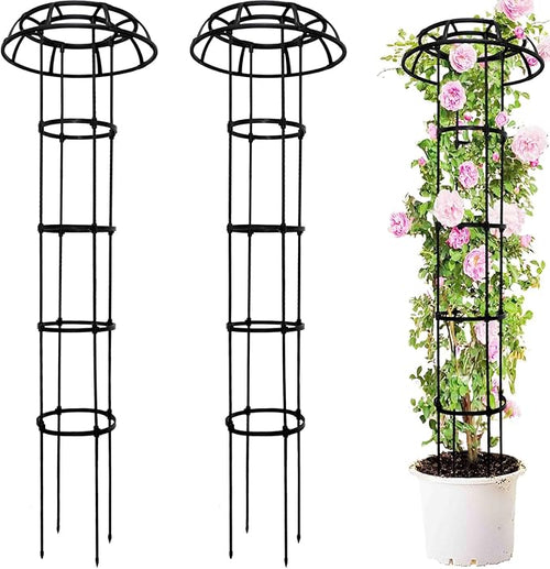 2-Pack 65-Inch Garden Trellis for Climbing Plants, Heavy-Duty Metal Obelisk by TCBWFY