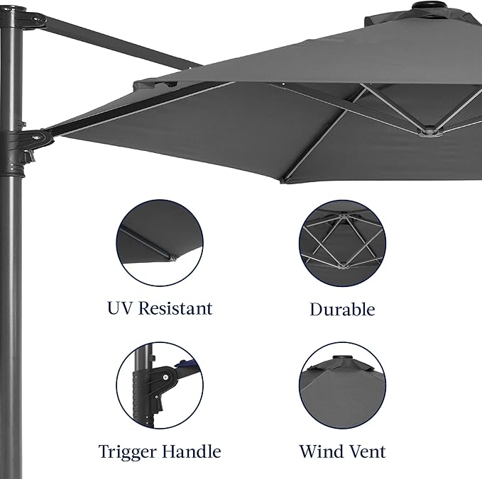 Best Choice Products 10ft Offset Cantilever Hanging Market Patio Umbrella - Image 7