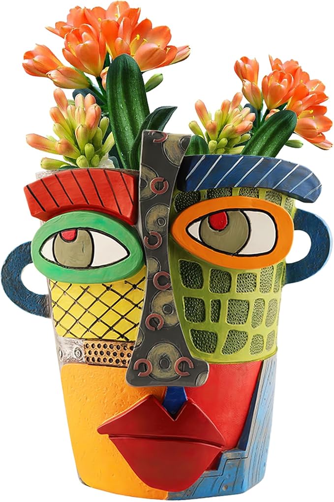 Abstract Face Planters Pots Head, Unique Head Planter by Midogaigai