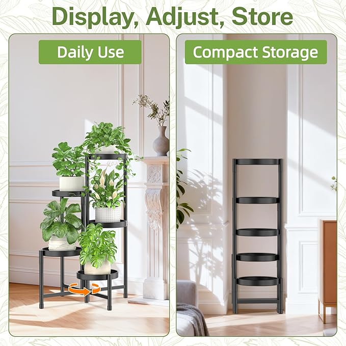 iDavosic.ly Plant Stand Indoor Outdoor, 5 Tier Corner Metal Flower Display - Image 8