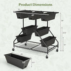 Giantex Rolling Raised Garden Bed w/ 7 Planter Boxes, Storage Baskets, Drainage - Image 5