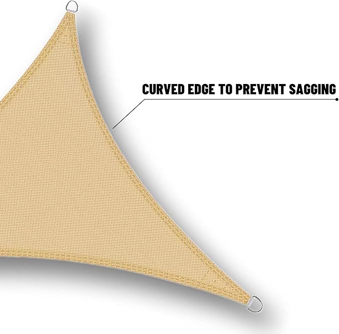 SUNNY GUARD Waterproof Sun Shade Sail 13'x13'x18.4' Sand Right Triangle UV - Image 5