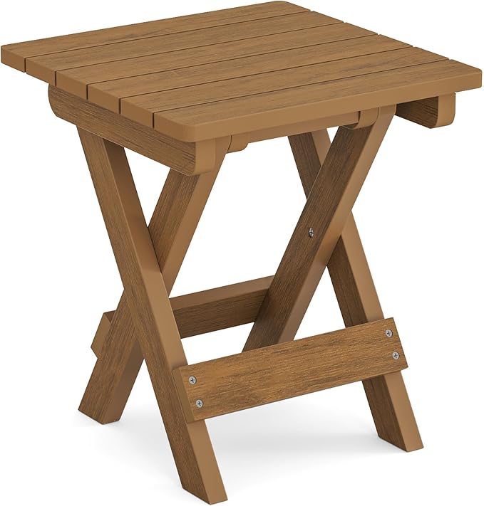 LUE BONA Small Outdoor Folding Side Table, HDPS Outside End Table - Image 7
