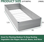 Vengarus 12x4x2FT Galvanized Raised Garden Bed Kit, Large Rectangle Elevated - Image 2