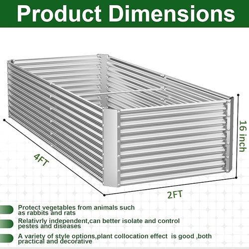 2 Pack Tall Corrugated Galvanized Steel Raised Garden Bed Outdoor, Metal Above - Image 2