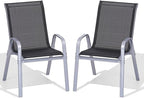 Patio Chairs Set of 2, Easily Set Up Stackable Outdoor Dining Chairs by Dovov