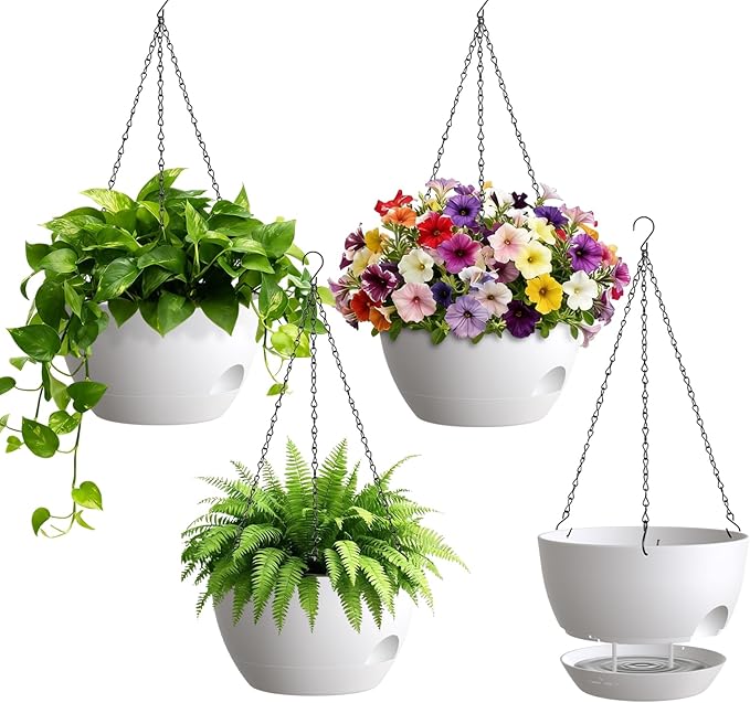 4 Pack 8 Inch Self Watering Hanging Planters by UOUZ