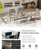 Aluminum Outdoor Dining Set for 6, Patio Table and Chairs Set - Image 5