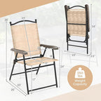 Giantex Set of 2 Patio Folding Chairs, Outdoor Patio Dining Chairs w/Armrest - Image 3