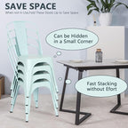 FDW | Set of 4 Metal Dining Chairs | Blue | Stackable Tolix Side Chairs - Image 6