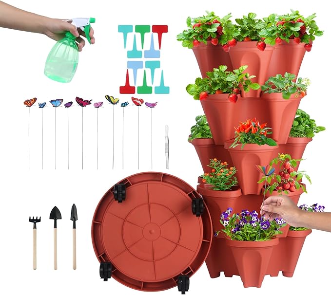 DUNCHATY Stackable Planter, Vertical Strawberry Planter by DUNCHATY